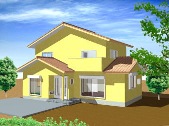 卵色の明るく優しい外観